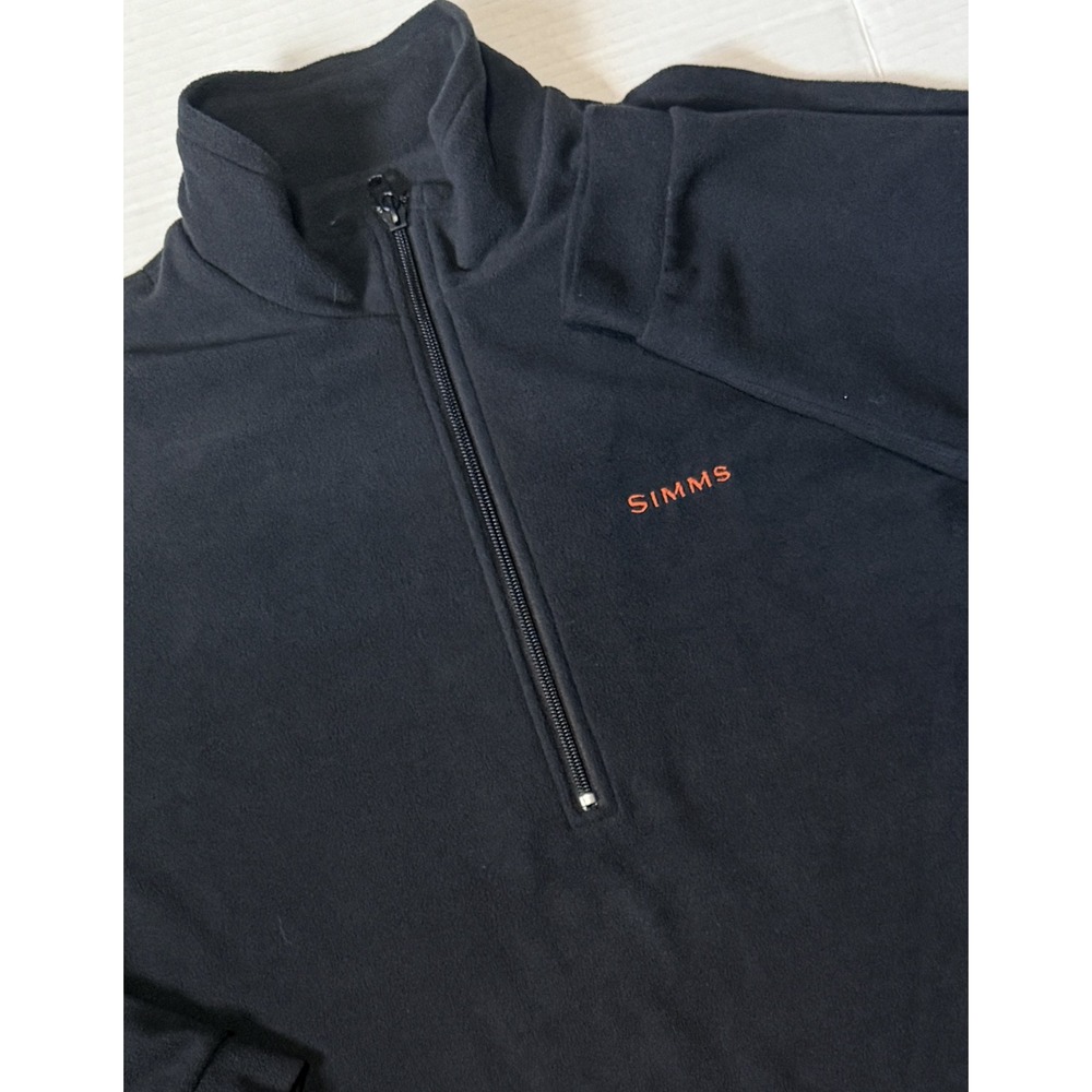 SIMMS Fishing - Men's Fleece Jacket - Black 1/4 Zip Pullover - Size Large